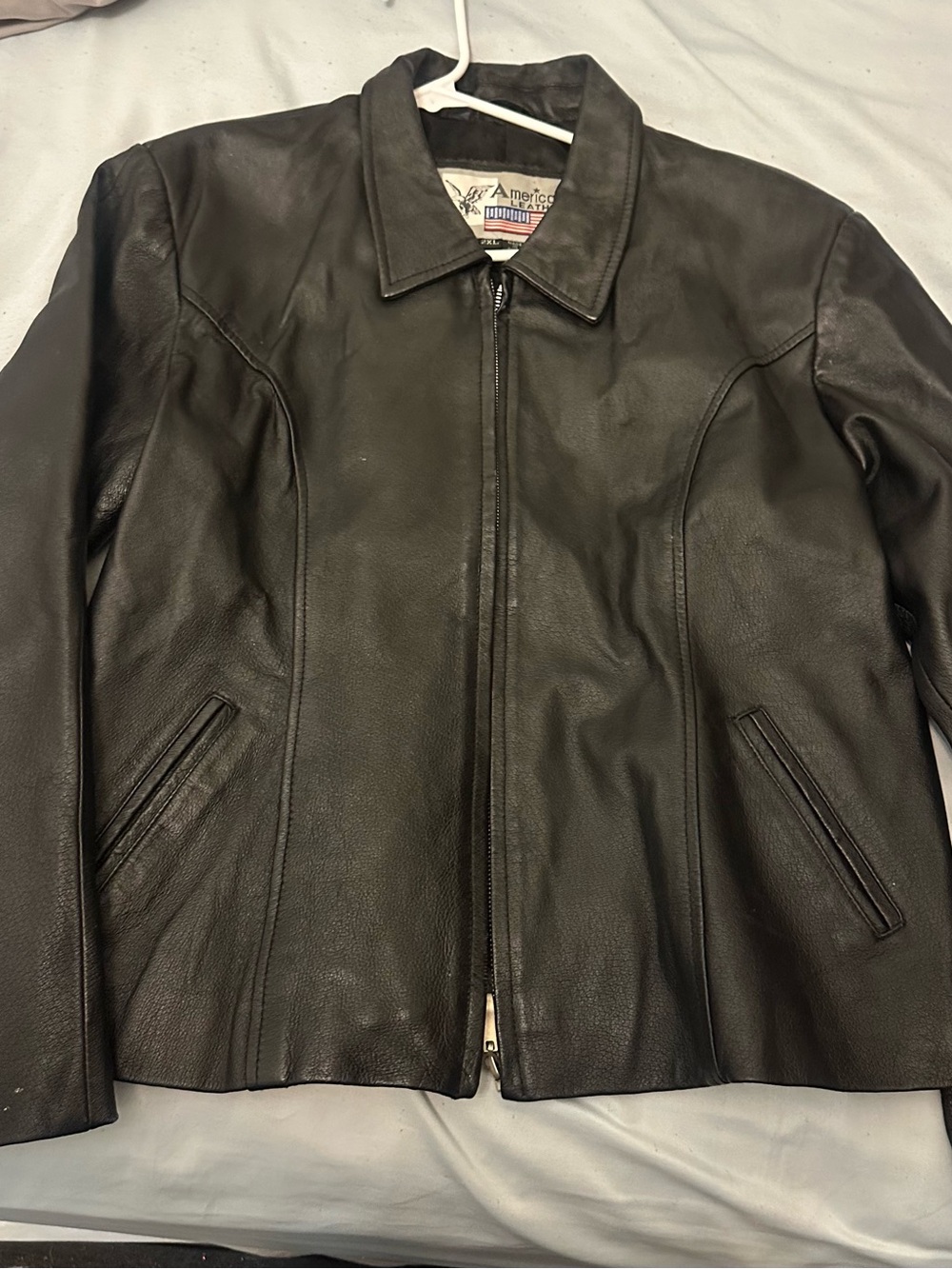 American Exchange Women's Black Leather Zip-Front Jacket
